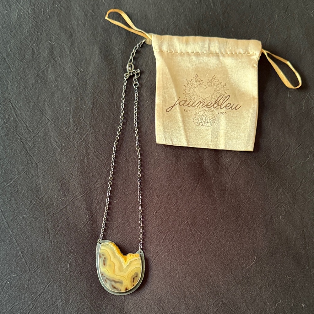 Silver and Yellow Agate Necklace